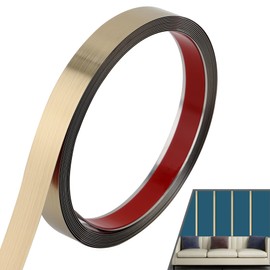 Lunghaa Peel and Stick Metal Finish Molding Trim, Stainless Steel Strip for Wall, Mirror Frame, Fireplace and Craft Decoration (Brushed Gold, 19.7 ft x 1 in)