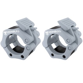 Barbell Collars (Pair) – Locking 2" Olympic Size Weight Clamps - Quick Release Collar Clips – Bar Clamps Great for Weight Lifting, Olympic Lifts and Strength Training (Gray)