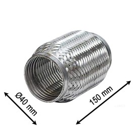 Interlock Flex Pipe, Flex Part, Flexible Pipe Exhaust, Trouser Pipe Flex Piece Made of Stainless Steel, HD Quality - with Reinforced Construction (Double Wall System -> Shockproof and Flexible)