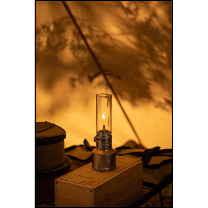 Campingmoon T-1D15 Camping Gas Lantern with Empty Tank Wooden Lantern