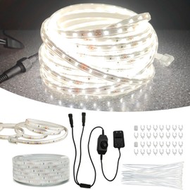 RYGDENG 100FT(2 Rolls of 50FT) Flat Rope Lights, Outdoor LED Rope Lighting Waterproof(Not for Dimmer & Adapter), White Strip Light for Bedroom, Dimmable 12V Low Voltage