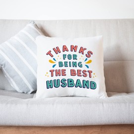 MUGFFINS HUSBAND Cushion Padding included - in English - Thanks for being the best - Funny gift - Pillow: cover and filling 15.7x15.7 inches