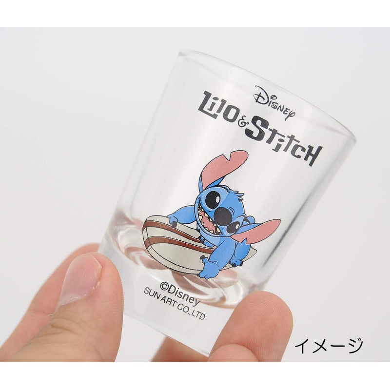 サンアート ディズニー 「 リロ&スティッチ 」 スティッチ(サーフィン) グラス ミニ 50ml クリア