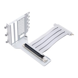 Phanteks Vertical GPU Bracket with 220 mm Flatline PCI-E 4.0 x16 Riser Cable Kit - White II, Enhanced GPU Cooling and Display