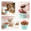 Meirivrn Ceramic Elevated Slow Feeder Cat Bowl, Tilted Flower-Shaped Cat