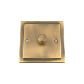 Light Dimmer Switch 1 Gang 2 Way 10 Amp - Push On/Off 1000W - Victorian - Antique Brass