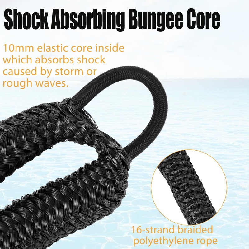 Bungee Dock Lines for Boat, 4 feet Mooring Ropes, Shock