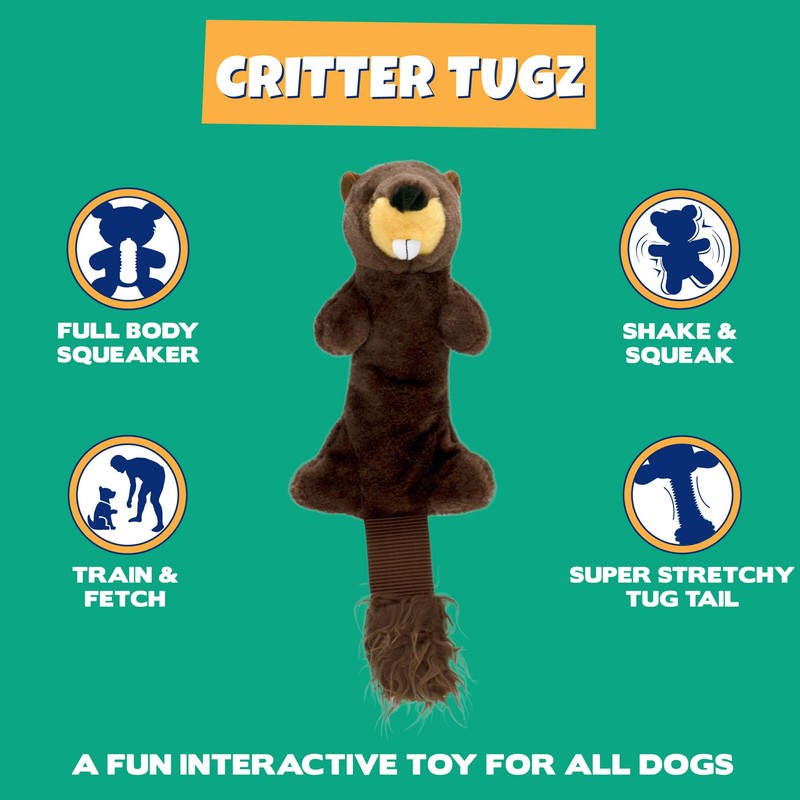 Pet Factory Shake & Squeak Critter Tugz Plush Dog Toy,