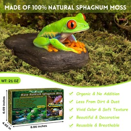 Riare 21 OZ Premium Sphagnum Moss for Reptiles- 50QT Natural Live Moss Reptile Moss Bedding for Terrarium, Hatching, Forest Sphagnum Moss Reptile Substrate for Snakes, Gecko, Turtles, Frogs, Leopard