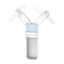 Folding Electric Fan Double Headed Portable Handheld Mini USB Fan for Outdoor Indoor Office Travel White