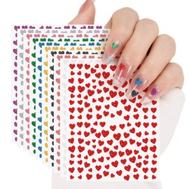 10 Sheets Heart Nail Stickers Glitter Nail Art Decals Self-Adhesive Nail Stickers for Valentine's Day DIY Nail Decorations Supplies