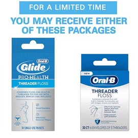 Glide Hilo de rosca, 30 cajas de paquetes de un solo uso (paquete de 6)