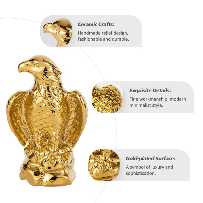 TQUPT Golden Hawk Statue, Eagle Birds Figurine Home Decor, Modern