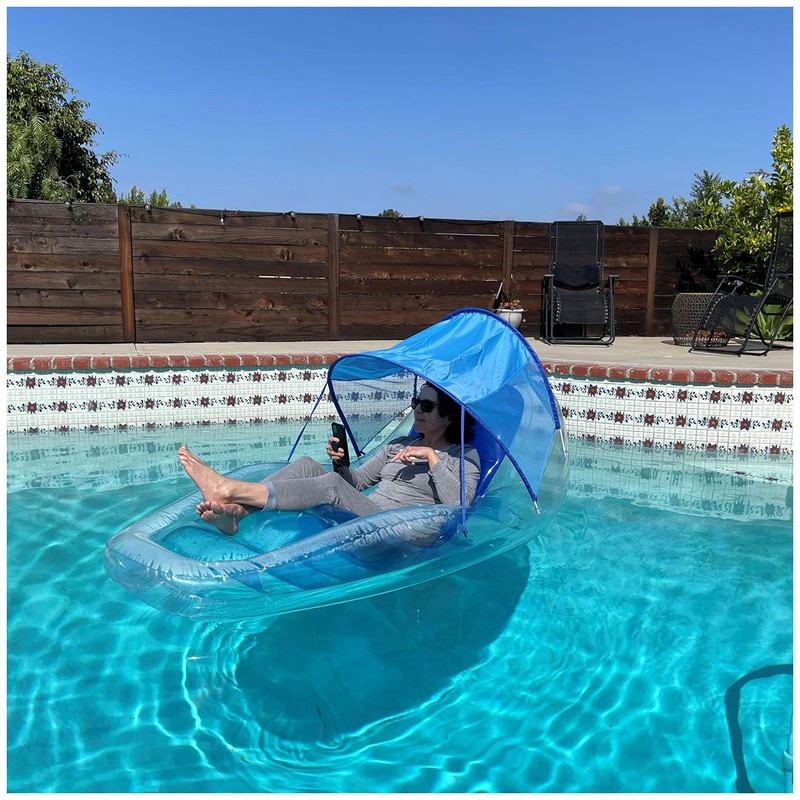 Swimways Dry Float Shadester Pool Float, Translucent Inflatable Recliner Chair