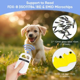 Pet Microchip Reader, Portable Animal Chip Reader with OLED Screen Pet Chip Transponder Microchip, for Animal Pet Pig Dog Cat