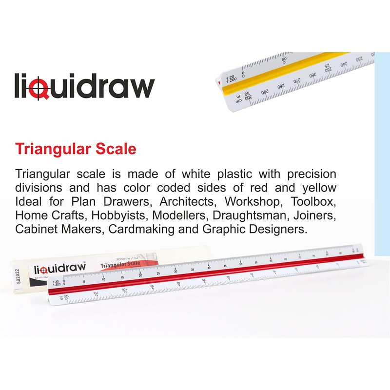Liquidraw Set Square Triangular Scale Ruler 30cm Geometry Set of
