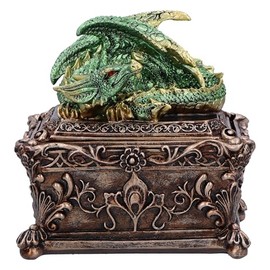 Nemesis Now Guardian of the Hoard Dragon on Box 13cm, Resin, Bronze, Cast in the Finest Resin, Expertly Hand-Painted