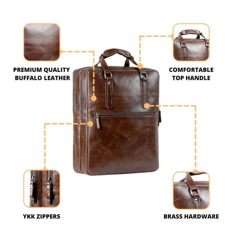 HULSH Leather Backpack For men and women 18 Inch -