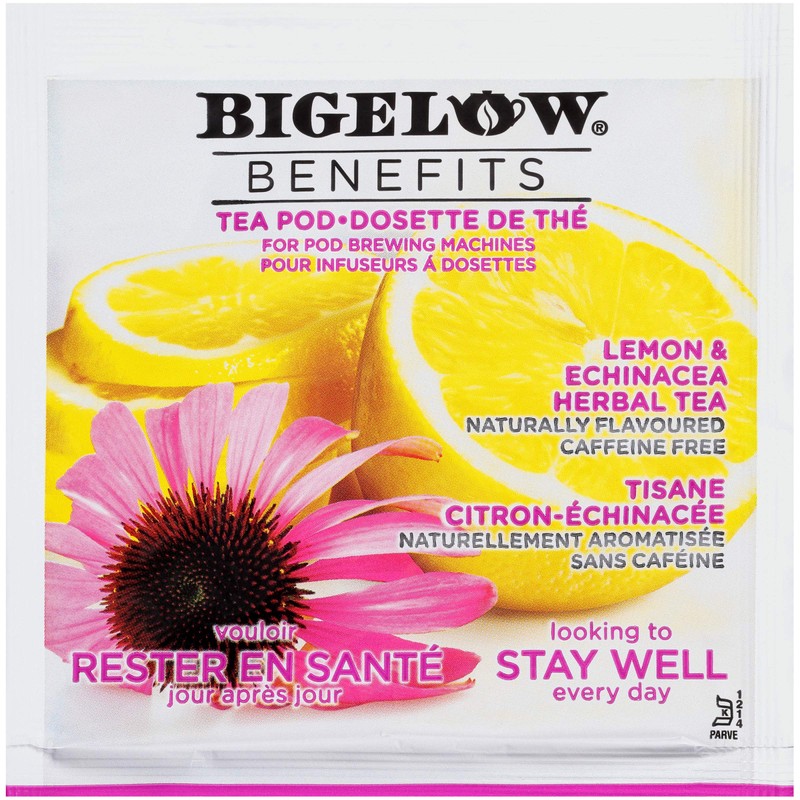 Bigelow Benefits Stay Well Lemon and Echinacea Herbal Tea Pods,