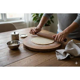 MYNAKSHA Wooden Rolling Pin Belan for Kitchen Chapati Chapati Roller Papad Wooden Rolling Pin Roller (Brown_14inch)