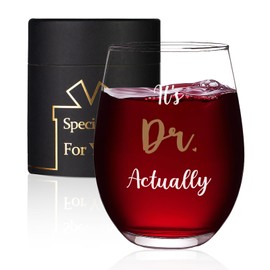 Doctor Gifts, It's Dr Actually Wine Glass, Doctors Day Gifts for Women Doctors Dentist Physician Medical Graduation, Thank You Gifts for Doctor Christmas Birthday, 16 OZ Wine Glass with Gift Box