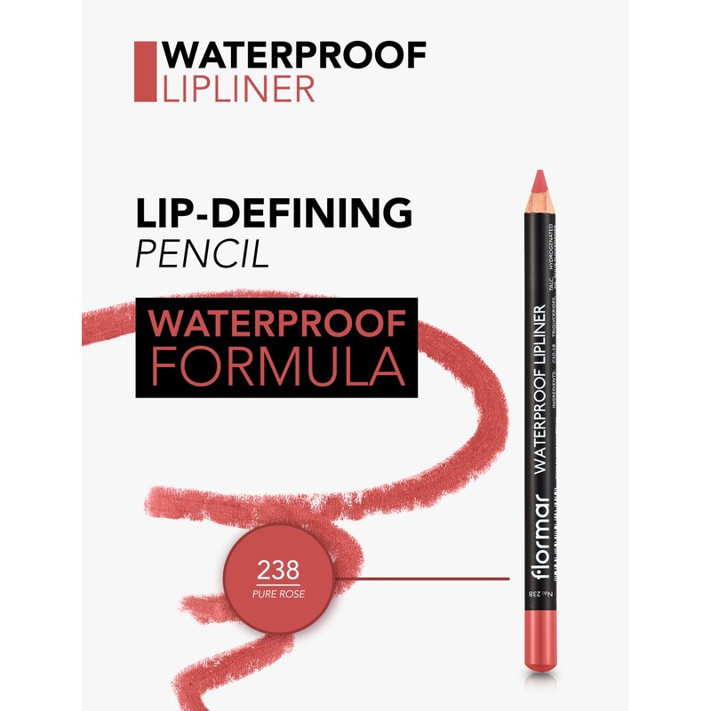 Flormar Waterproof Lip Liner 238 Pure Rose - Waterproof &