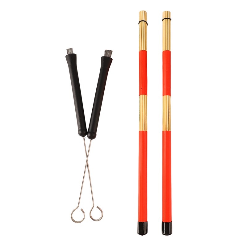 Drum Brush Bamboo Stick Set Soft Handle Easy to Play