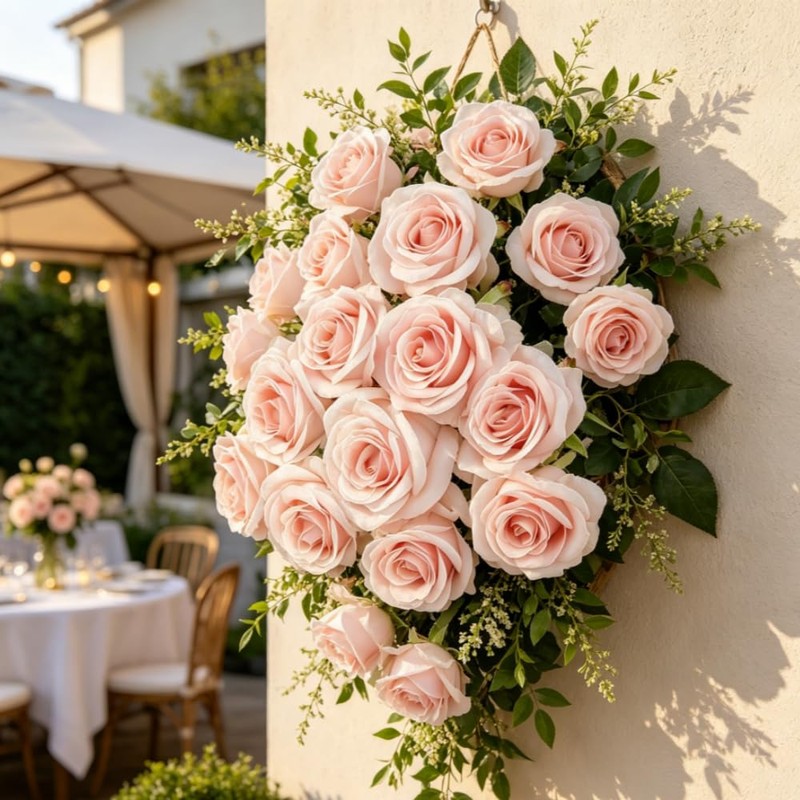 Yigeitopli 10Pcs Pink Artificial Silk Roses with Stems for Decor