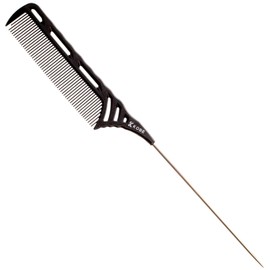 Kobe Professional Metal Pintail Comb - Black - Carbon Fibre Handle & Steel Tail, Shatter-Proof, Anti-Static, For Precision Sectioning, Barbers, Salon Hairdressers, Hair Styling Tools