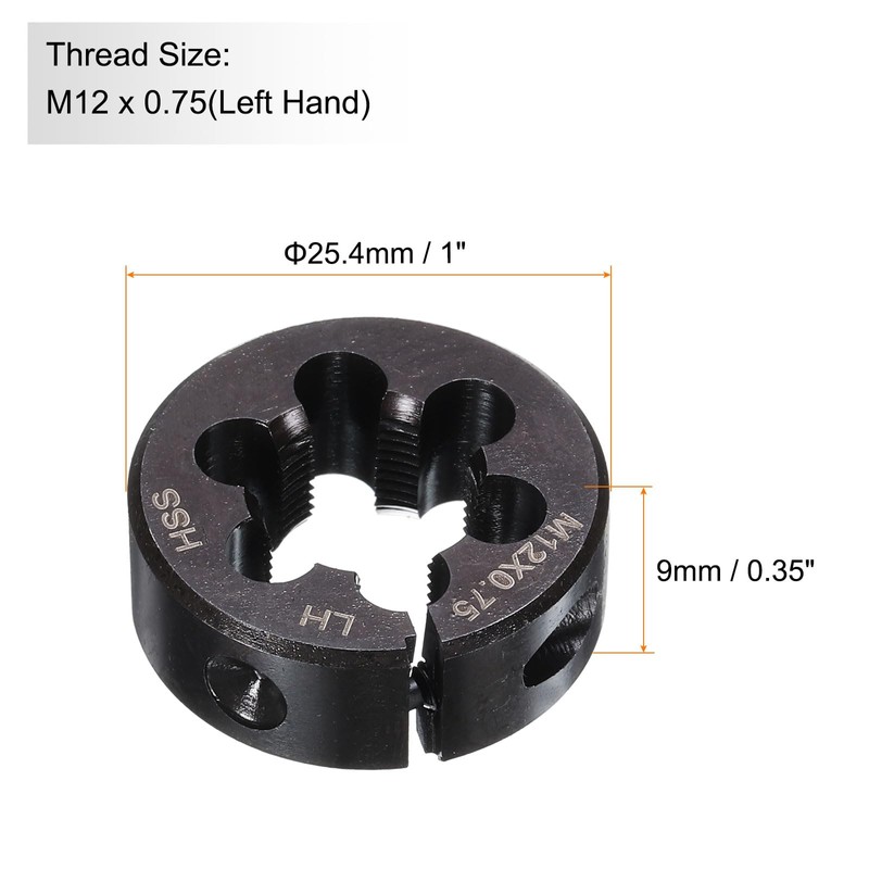 sourcing map Round Threading Die M12 x 0.75 Metric Thread
