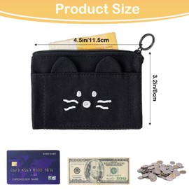 Cute Animal Foldable Coin Purse – 4.5"×3" Small Wallet for Women, Portable ID Card Holder, Zipper Pouch for Coins, Earphones, Cash | Polyester Travel Organizer with Animal Face Design (Cat)