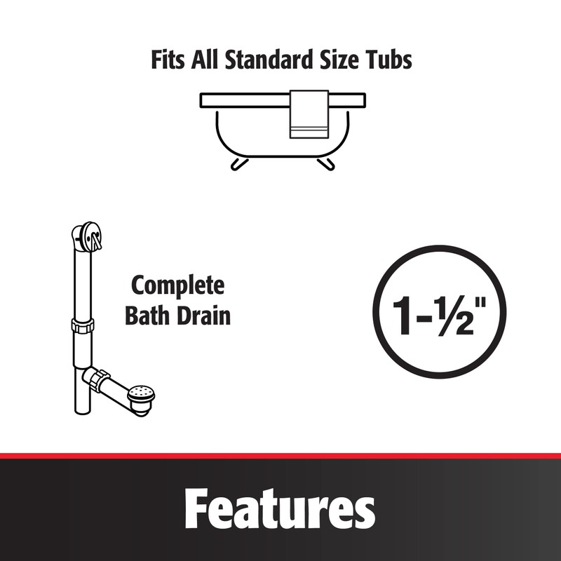 Plumb Pak 63W oot Lock Stop Style Bath Drain Kit