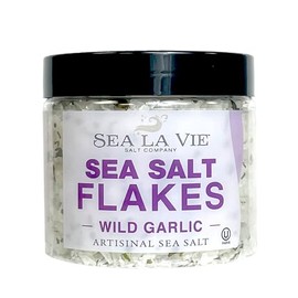 Sea La Vie Salt Flakes, 3.5 Ounces, Pack of 1, Kosher Handcrafted Gourmet Artisinal Finishing Salt Flakes from the Mediterranean Sea (Wild Garlic)