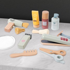 Perfeclan Pretend Play Toy Beauty Set Styling Set Birthday Gift with Hairdryer Cutting Hair Set Barber Shop Toy Makeup Set Children