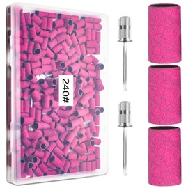 Nails Sanding Bands 240Grit Sanding Band for Nail Drill, 200Pcs Pink Sanding Band 240 Grit Fine Sanding Bands with 3/32” Sanding Bit for Natural Nail and Gel Nail, Sand Band Set Great for Manicure