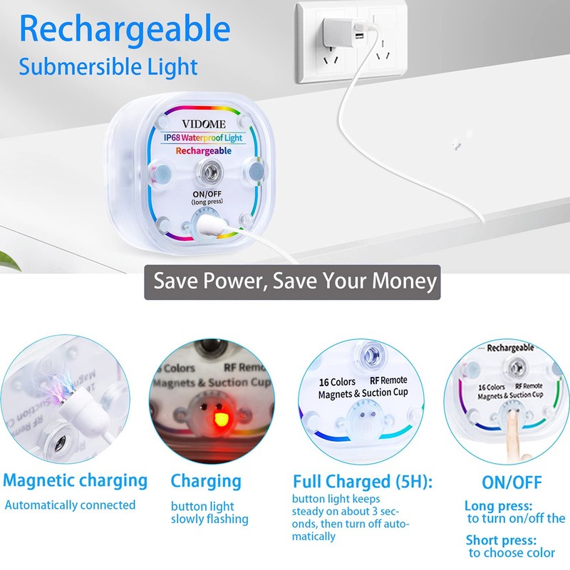 Rechargeable Pool Lights for Above Ground Pools, Led Lights for