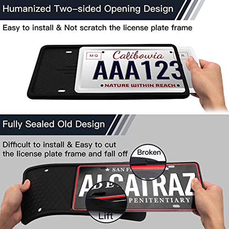 Intermerge License Plate Frames, 2 Pack, Universal US Car Black