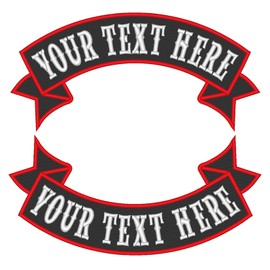 Custom Embroidered Patch Ribbon Rocker Name Tag MC Motorcycle Biker Sew on Patches - 6 inch Set (E-1) - 2 pc