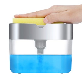 Albayrak Manual Liquid Soap Dispenser with Sponge Container, Soap Dish and Sponge Holder for Sink, Kitchen & Household