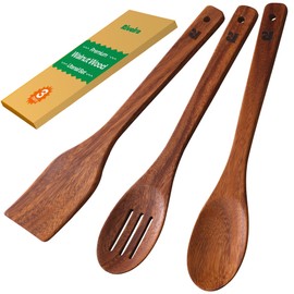 Riveira Walnut Wooden Spoons for Cooking Set of 3 – Natural Walnut Wooden Cooking Utensils, Wooden Spatula, Wooden Spoon - Premium Quality Wooden Utensil Set for Non-Toxic Cooking