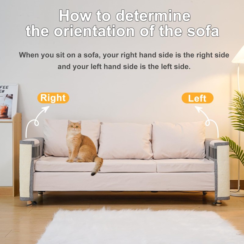 Uross Cat Couch Protector, Natural Sisal Scratch Guards for Cats