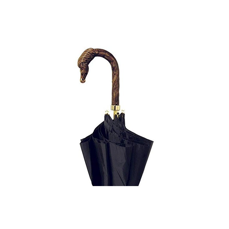 King Products Horsehead Umbrella - Black with Brown Handle -