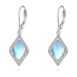 Moonstone Earrings for Women 925 Sterling Silver Irish Celtic Knot Earrings Leverback Jewellery Gifts, Sterling Silver, Moonstone