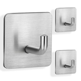 ZY PLUM Emergency Fire Blanket Wall Hooks，Waterproof Stainless Steel Adhesive Hooks for Home Kitchen Bathroom Office and Outdoor (Silver, 3 Pack)