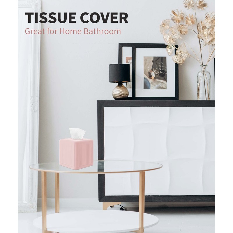 Livelab Tissue Box Cover with Base - Square Plastic Holder,