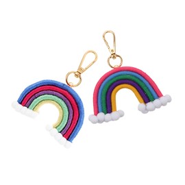 BESPORTBLE Rainbow Handcrafted Woven Keychain Set 2PCS Colorful Keyring for Women Vintage Backpack Charm Aesthetic Design for Good Luck and Memories