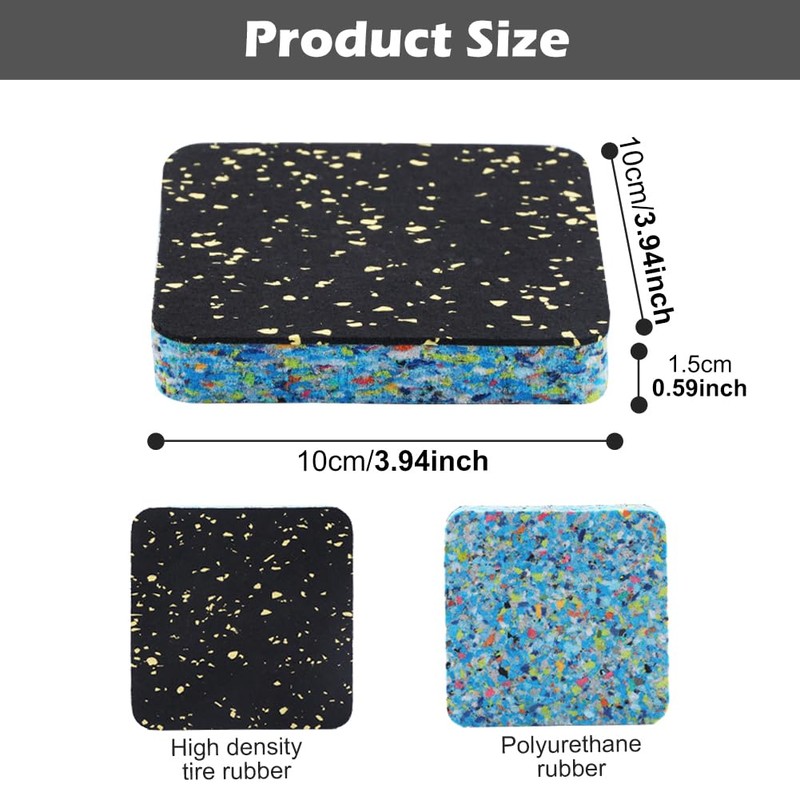 6Pcs Anti-Vibration Pads,4"x4" High Density Rubber Shock Absorbing Washer Pads,Non-Skid