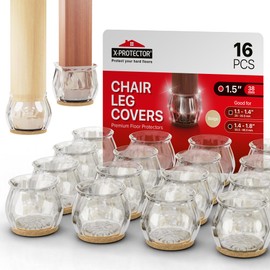 16 PCS Chair Leg Floor Protectors with Felt Pads X-Protector - 1.4" - 1.8" - Furniture Pads for Hardwood Floors - Clear Chair Pads - Floor Protectors for Chairs - Beige Chair Leg Covers!