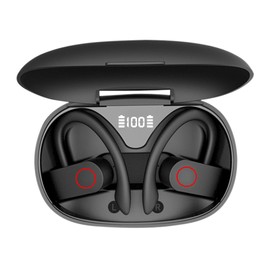 PANFREY Audifonos Inalambricos, Audífonos Bluetooth 5.3 con Pantalla Digital LED,Estéreo HiFi Audífonos Inalámbricos, Llamada ENC HD Y IPX7 Impermeable,Audífonos Deportivos con Gancho para Android