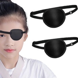 JUJUGO Eyepatch Set of 2 Eyepatches, One Eyepatch, For Both Eyes, Medical Eye Patch, For Children, Amblyopia, Protective Eyepatch, Blackout Eyepatch, Adjustable (Black)